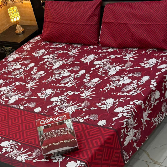 King Size Cotton 3PC Bedsheet